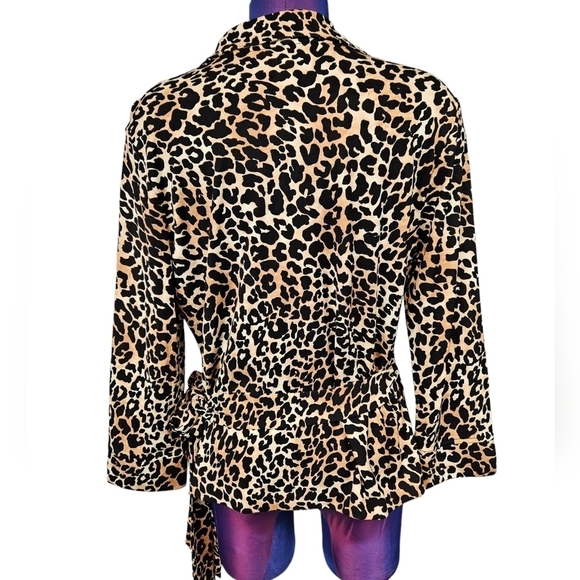 Talbots Leopard Print Wrap Blouse Size Large Women's - Picture 5 of 10